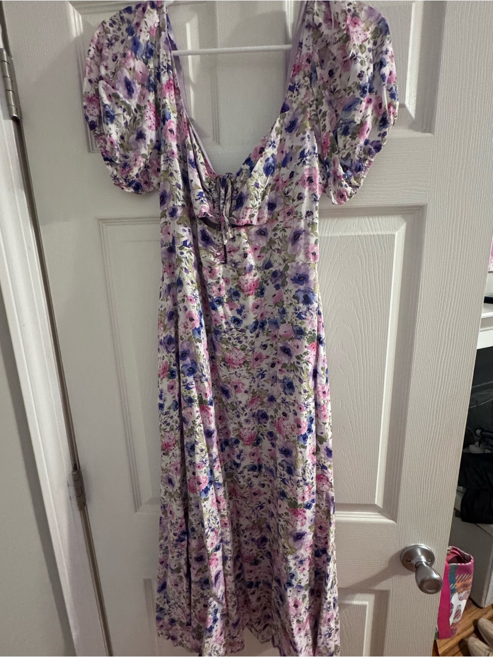 ASTR the label pink and purple floral maxi dress